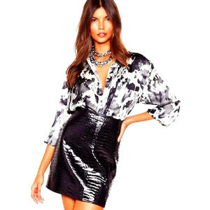 Nasty Gal Croc and Roll Vinyl Mini Skirt